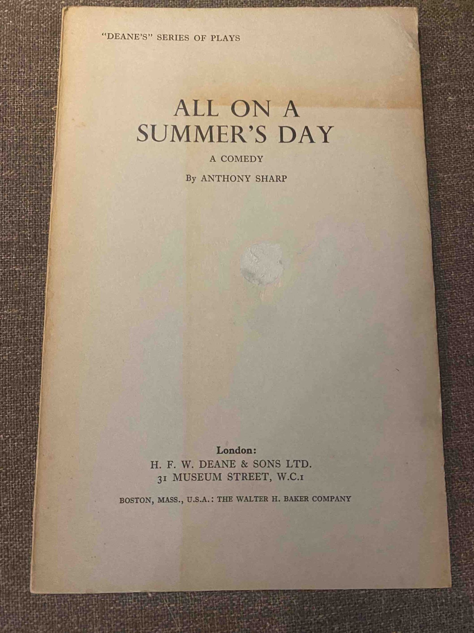 ALL ON A SUMMER'S DAY by Anthony Sharp