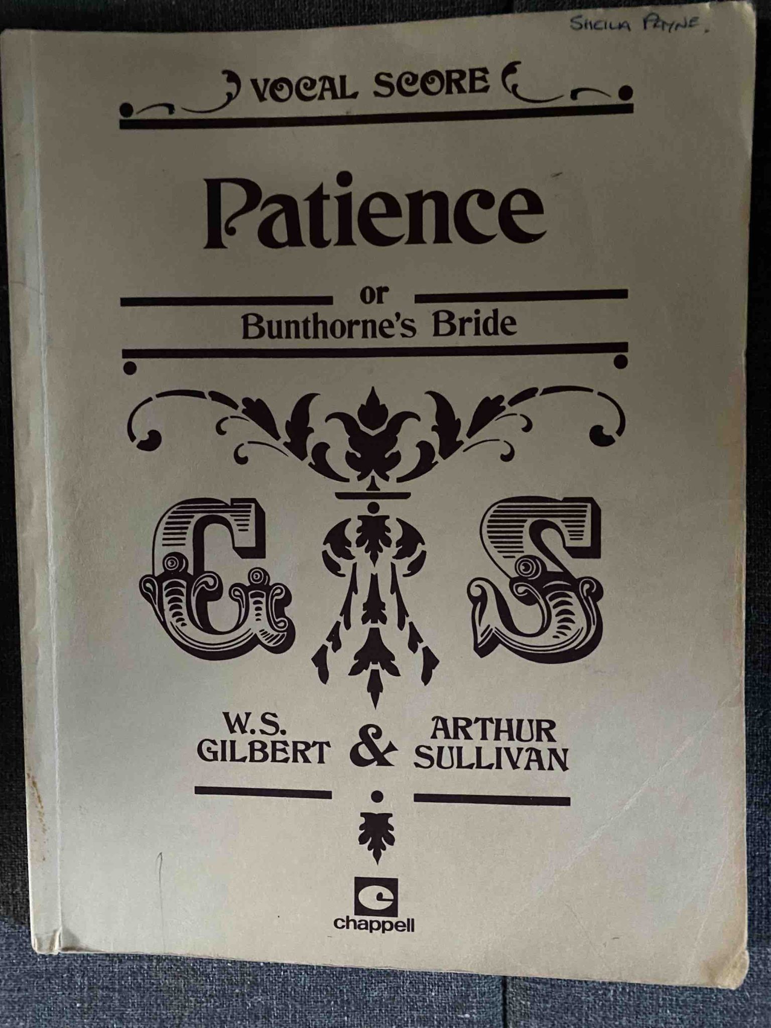 PATIENCE by W S Gilbert & Arthur Sullivan - VOCAL SCORE