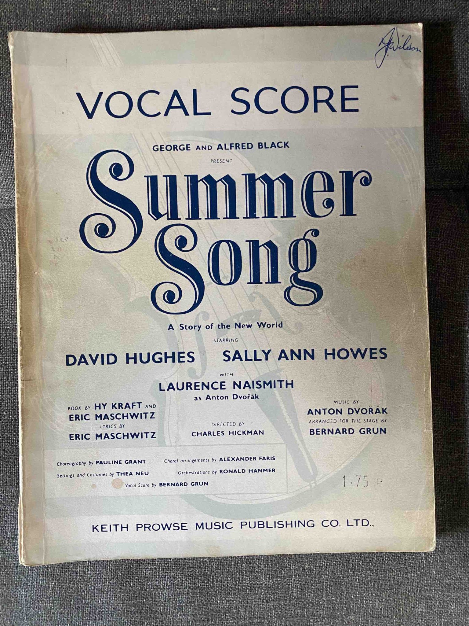 SUMMER SONG by Hy Kraft, Eric Maschwitz & Anton Dvorak - VOCAL SCORE