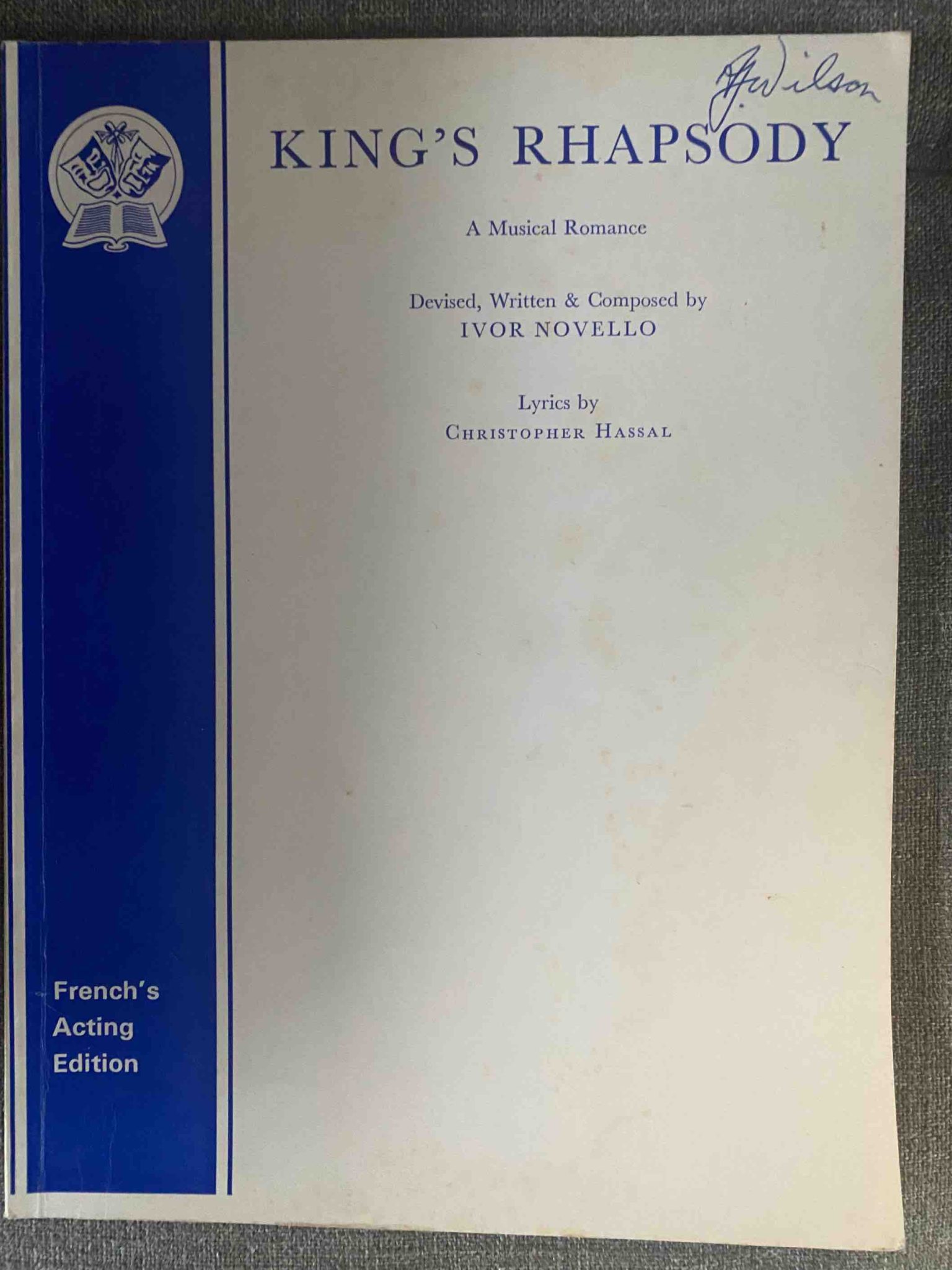 KING'S RHAPSODY by Ivor Novello & Christopher Hassal - LIBRETTO