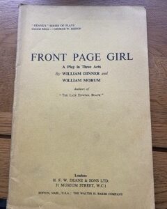 FRONT PAGE GIRL by William Dinner & William Morum